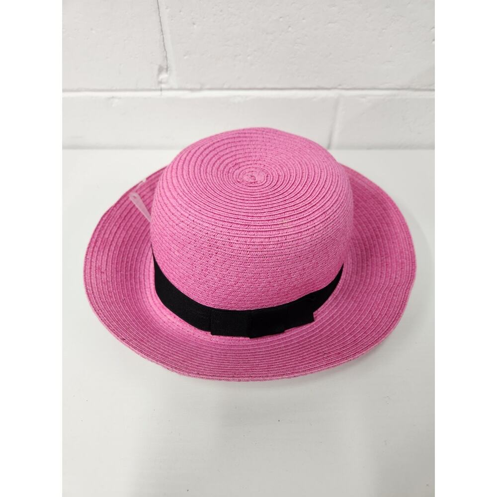 NWT. Magid Hats Women's Paper Bucket Bow Detail Sun/Beach Hat, In Fuschia Color